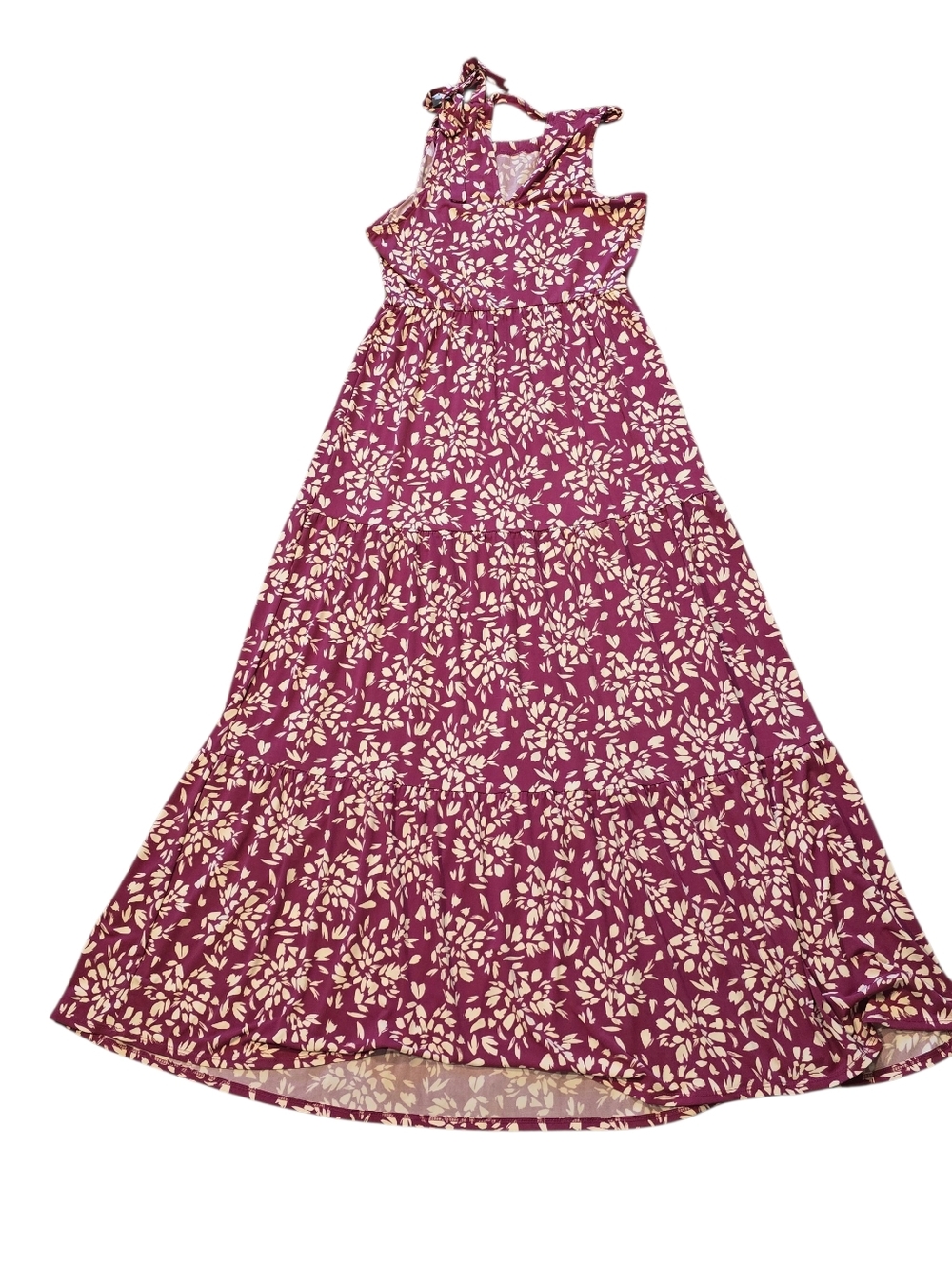 Gilli Size Large Whitney Knit Tiered Keyhole Back Maxi Dress Purple NWT